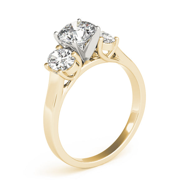 Side Profile of 3.30 Ct Round Lab Diamond Three Stone Ring, Elegant Triple Stone Mounting