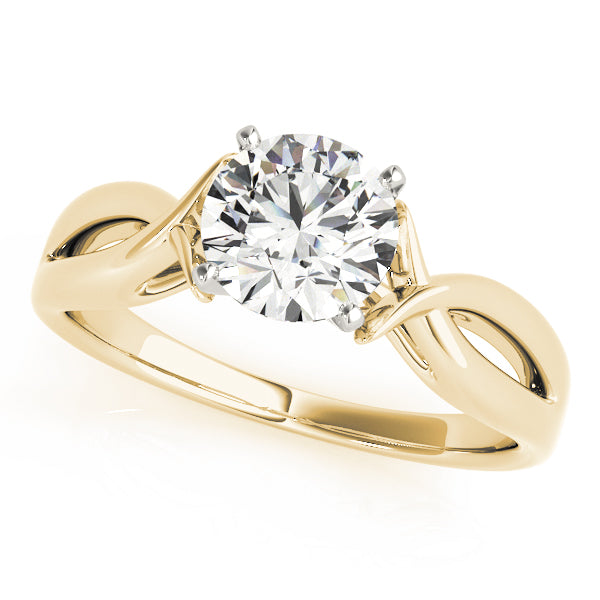 Top view of 14k yellow gold infinite embrace ring with a sparkling round lab diamond center