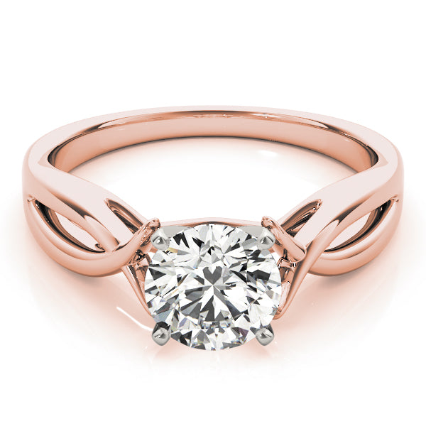 14K Rose Gold Intertwined Ribbon Solitaire Ring for Women