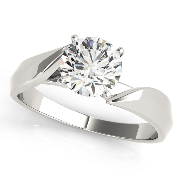 Classic white gold 14K lab grown diamond engagement ring with round center stone and bypass band design.
