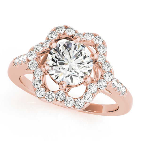 rose gold blooming flower petal solitaire ring
