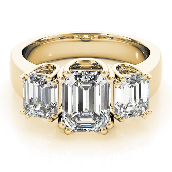 Top View: 3.60 Carat Emerald Cut Three Stone Lab Created Diamond Ring