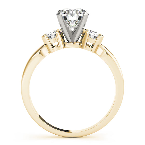 Front View 3 Stone Wedding Ring In Yellow Gold 