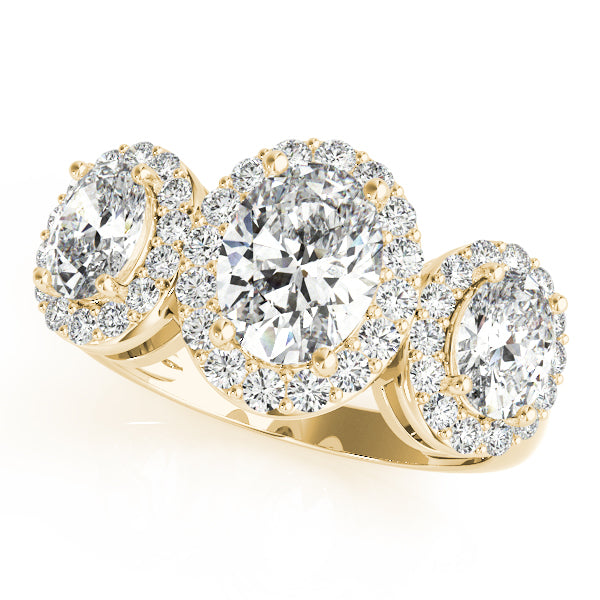 Exquisite Trio: Three Oval Diamonds with Round Accents