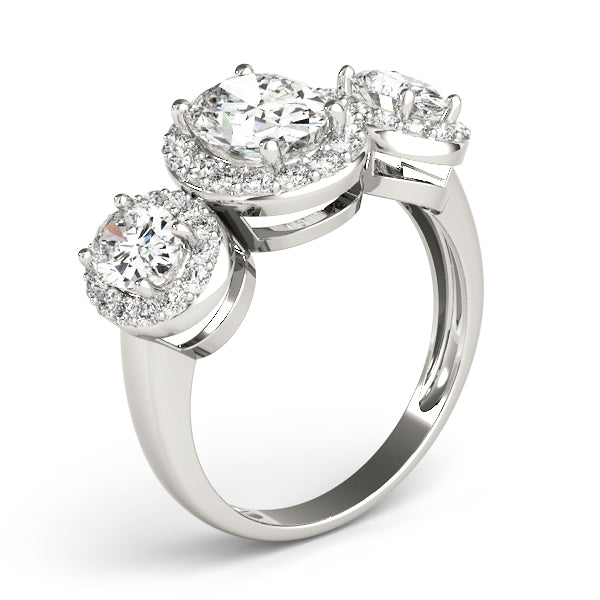 Perfectly Balanced Oval Trio with Shimmering Side Diamonds