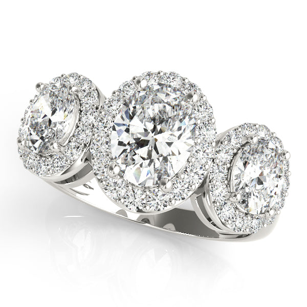 2.50Ct Triple Oval Center with Round Side Diamond Ring