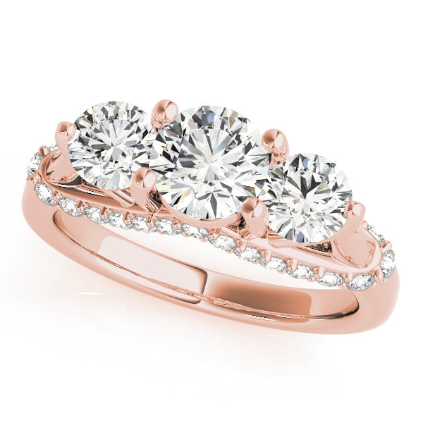 1.45Ct Round Brilliant Lab Grown Diamond Prong Set 3-Stone Anniversary Ring.