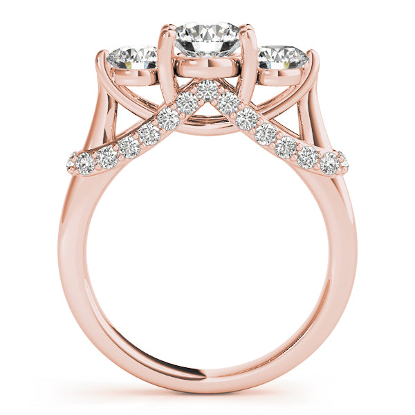 Certified 1.45Ct Round Cut Lab Grown Diamond 3-Stone Bridal Ring.