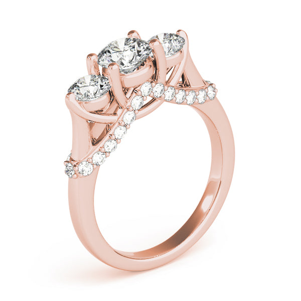 Sustainable Sparkle: 1.45Ct Total Weight Round Diamond 3-Stone Ring.