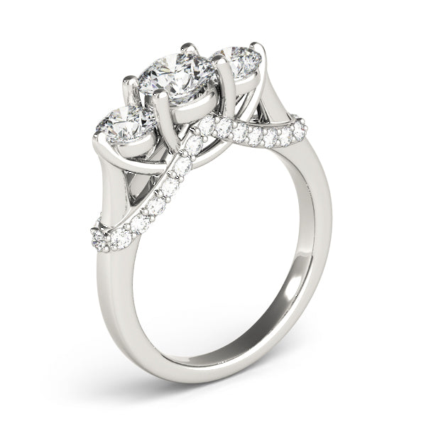 Sustainable Sparkle: 1.45Ct Total Weight Round Diamond 3-Stone Ring.