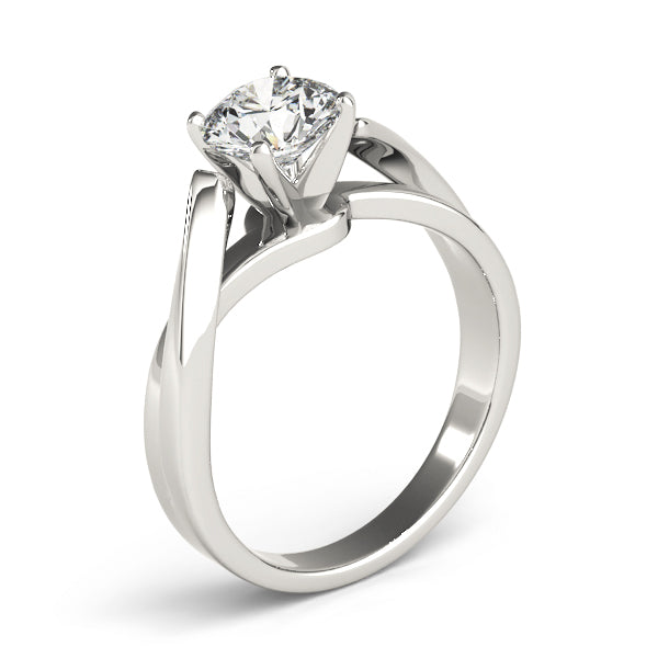 Modern 14K white gold lab created diamond ring shown in a 3/4 view