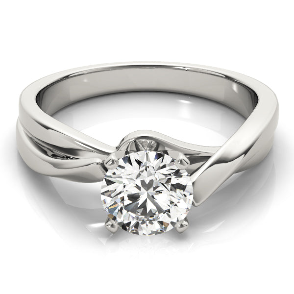 Macro view of a brilliant round lab grown diamond solitaire engagement ring