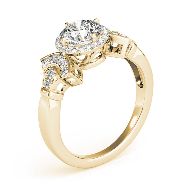 Direct side view of a yellow gold ring
