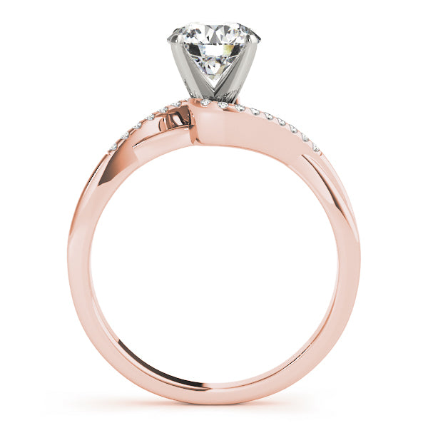 Side view of a rose gold twisted shank ring