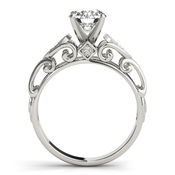 Detailed side profile of 14k white gold lab diamond ring structure.
