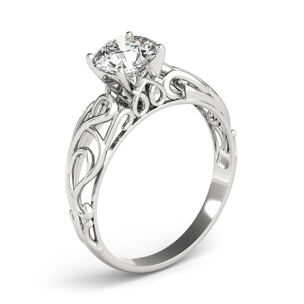 Modern 14K white gold lab diamond ring in a 3/4 view