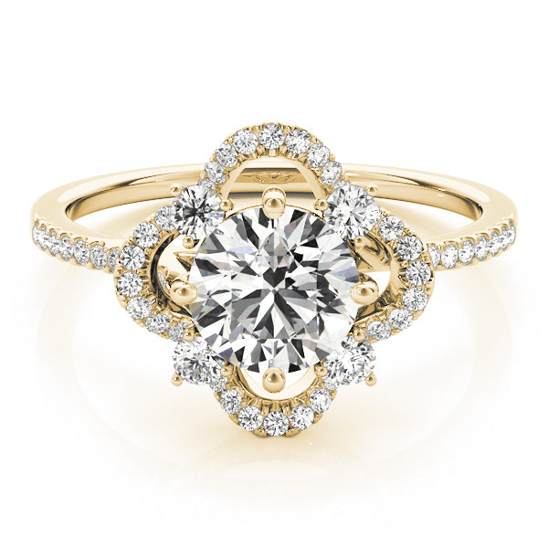 top-front view of a 14k yellow gold round cut lab diamond ring