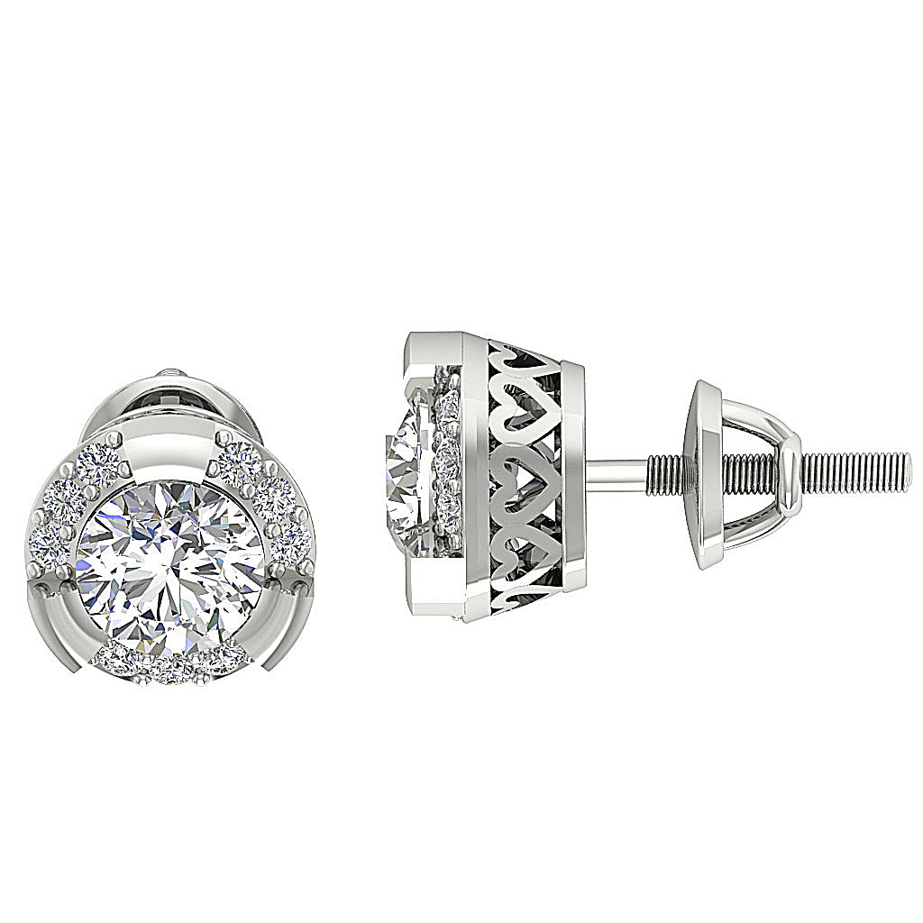 Designer14kWhiteGoldRoundDiamondEarring