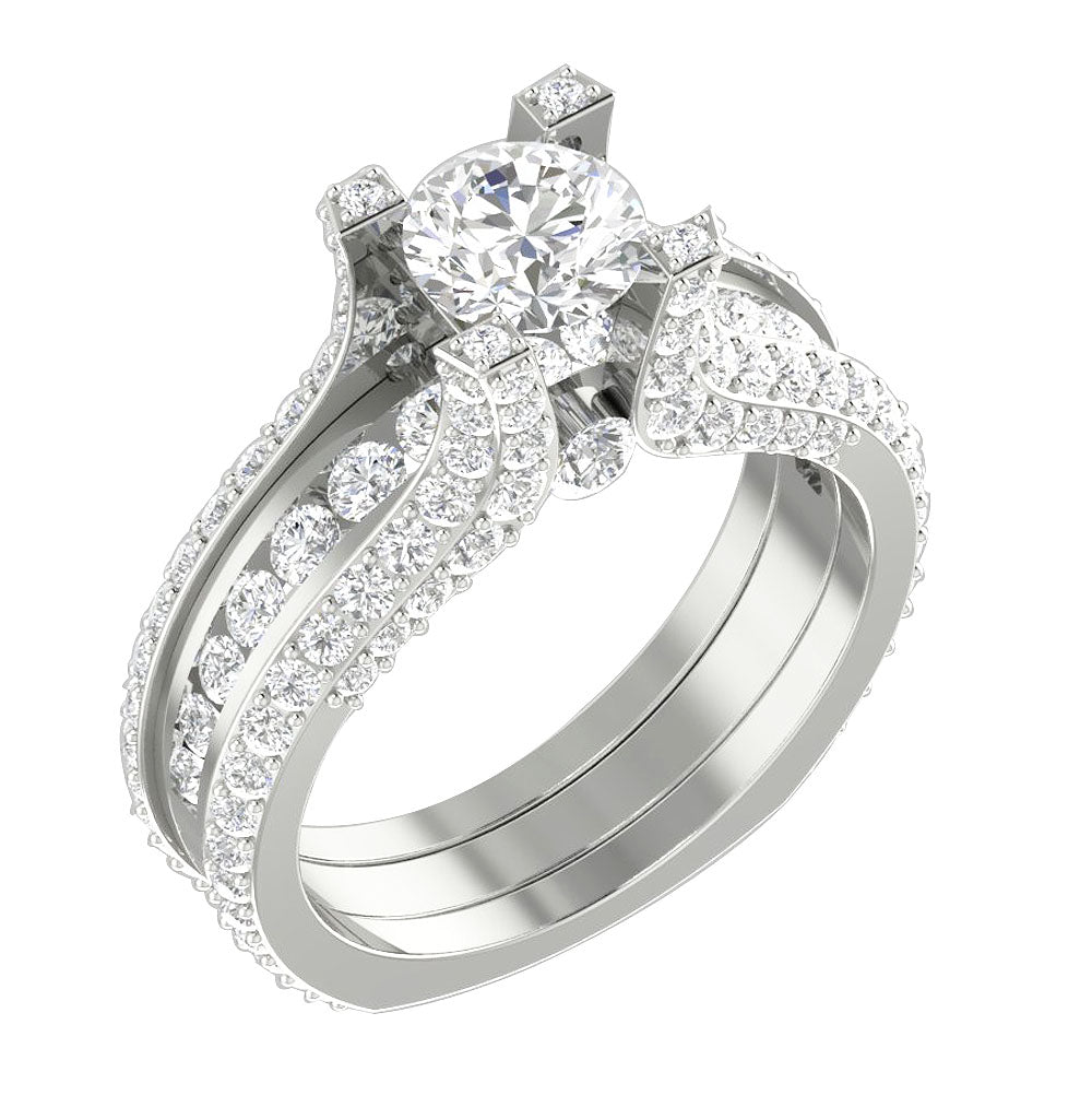 DesignerBridalRingRoundDiamond14kWhiteGold