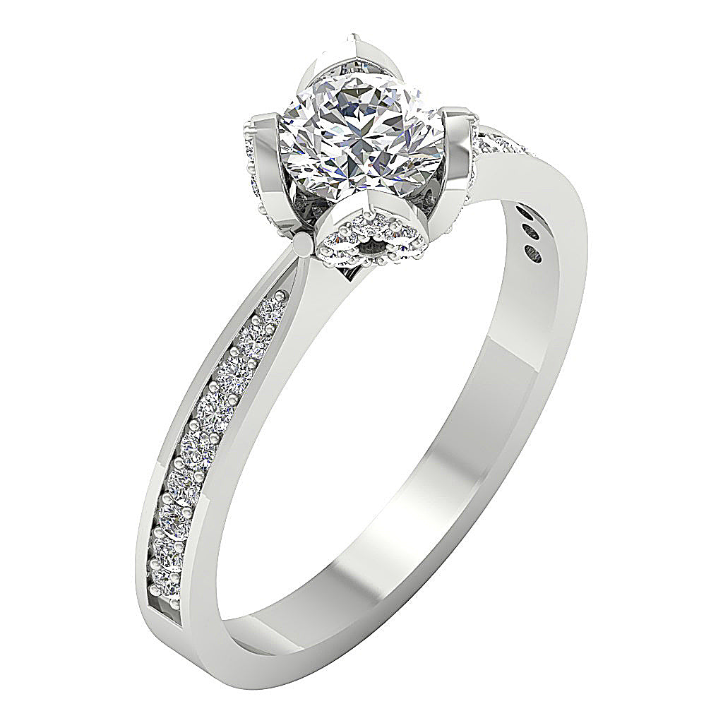 DesignerEngagementRingRoundDiamond14kWhiteGold