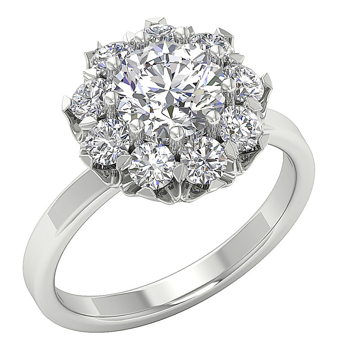 DesignerEngagementRingRoundDiamond14kWhiteGold