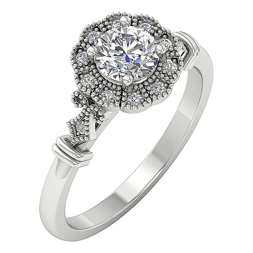 DesignerEngagementRingRoundDiamond14kWhiteGold