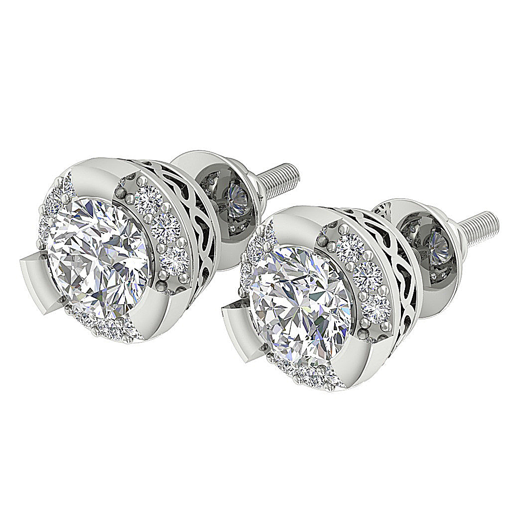 DesignerRoundCutDiamond14kSolidGoldEarring