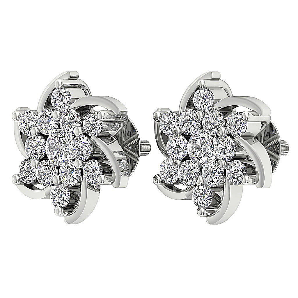 DesignerRoundCutDiamondEarring14kSolidGold