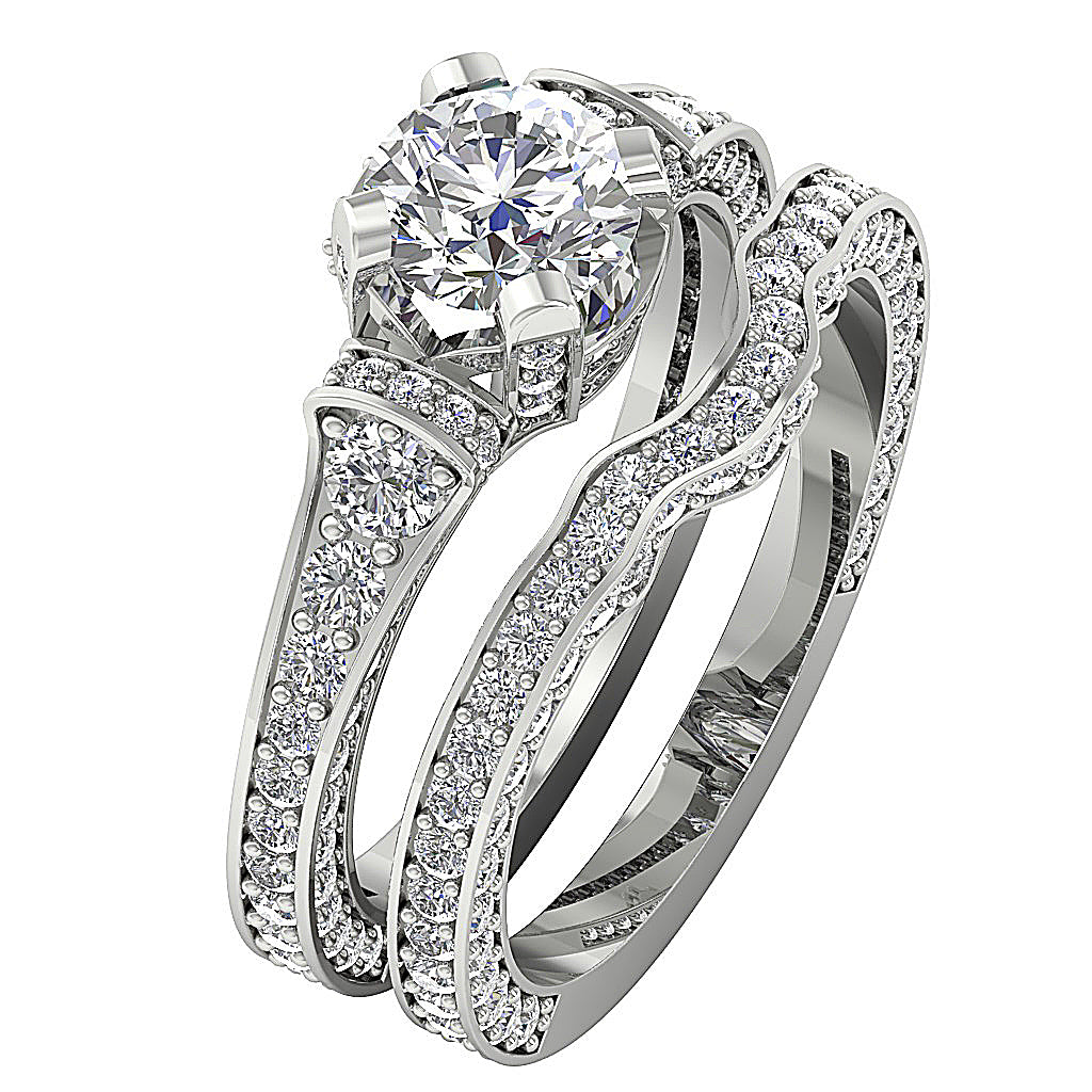 DesignerEngagementRingRoundDiamond14kWhiteGold