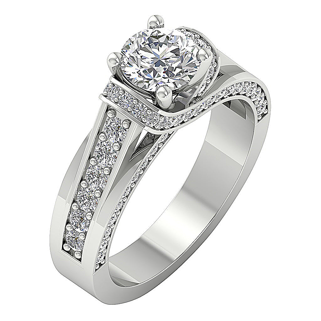 DesignerEngagementRingRoundDiamond14kWhiteGold