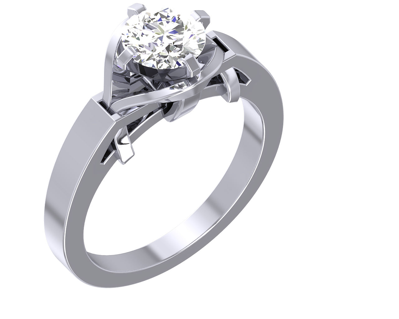 DesignerRoundDiamond14kWhiteGoldRing
