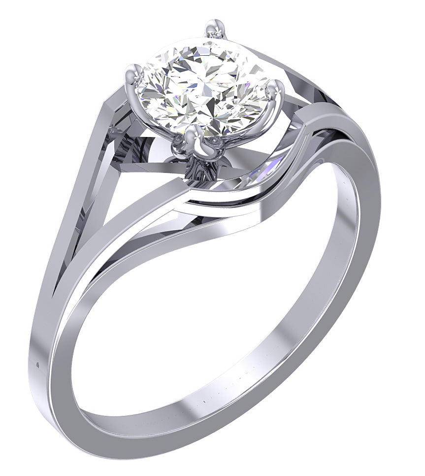 DesignerWeddingRingRoundDiamond14kWhiteGold