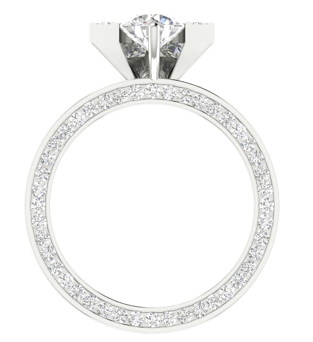 RoundDiamondWhiteGoldRingFrontView