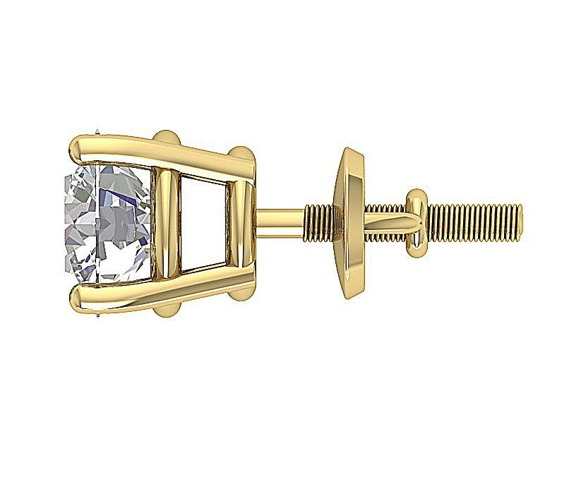 VS F 1.50-2.50 Ct Solitaire Studs Earrings Lab Grown Diamond 14k Solid Gold