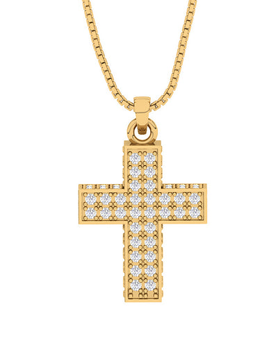 Cross Pendant Round Cut Diamond