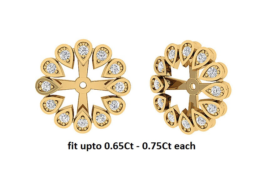 The Sarah Removable Jacket Earring Round Diamond Prong Set 14K Yellow