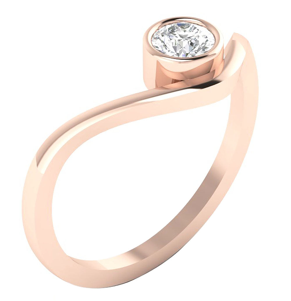 Natural Diamond Bezel Set Designer Solitaire Wedding Ring 