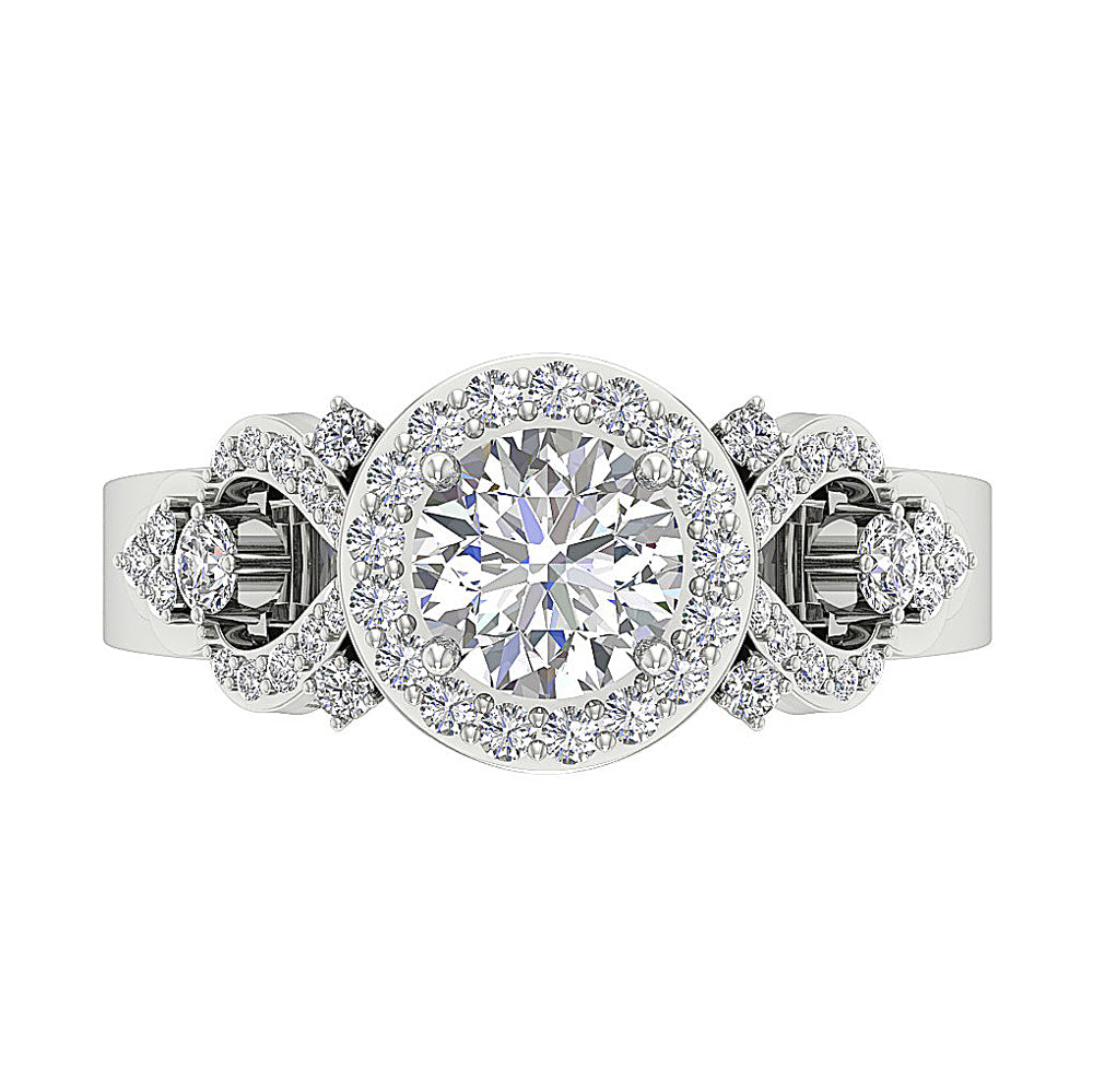 TopViewRoundDiamondRing14kWhiteGold
