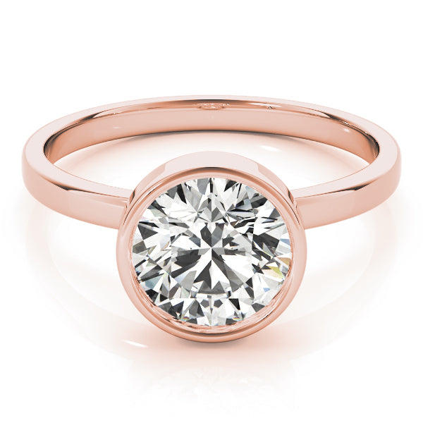 1.25 carat round diamond in 14K rose gold full bezel setting top view