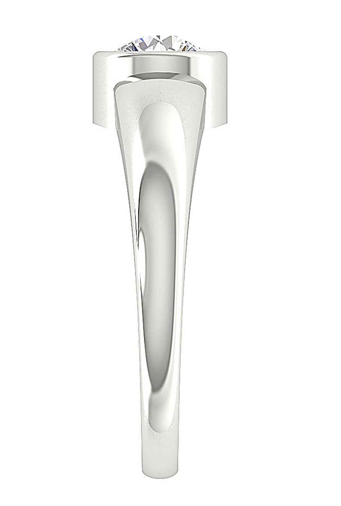 Side profile of a secure bezel setting for a 4 carat diamond ring