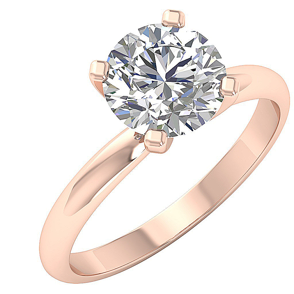 14K Rose Gold 4-prong ring featuring a massive VS-F lab-created diamond.