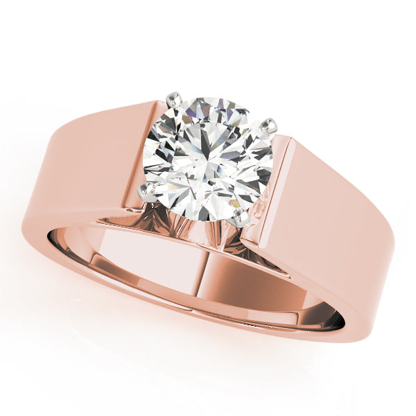 Front view of a 1.25 CT VS F Lab Grown Diamond ring in 14K Rose Gold with a thick polished band.