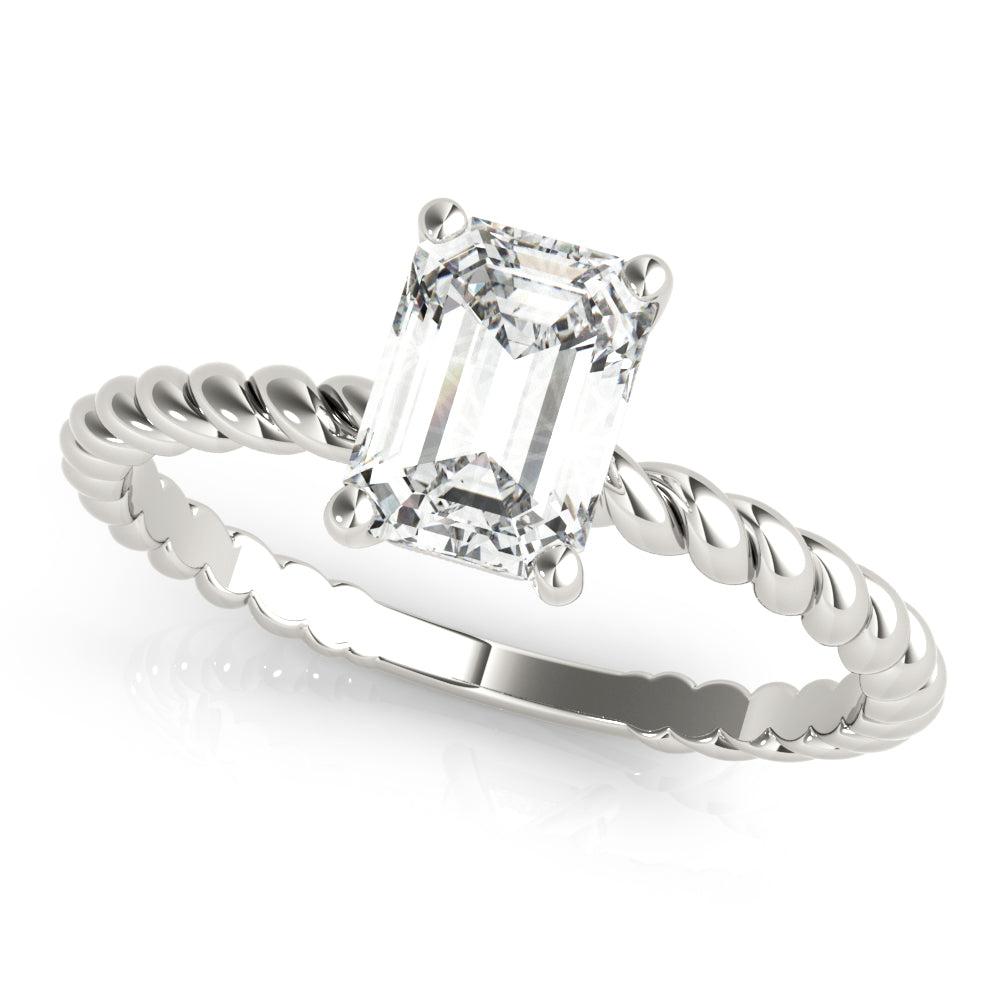Emerald cut lab grown diamond ring with 4-prong setting