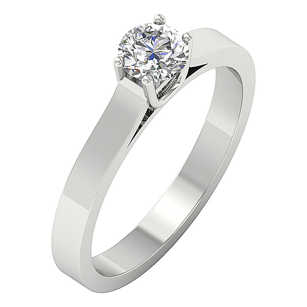 Side view of 4-prong basket setting lab diamond ring