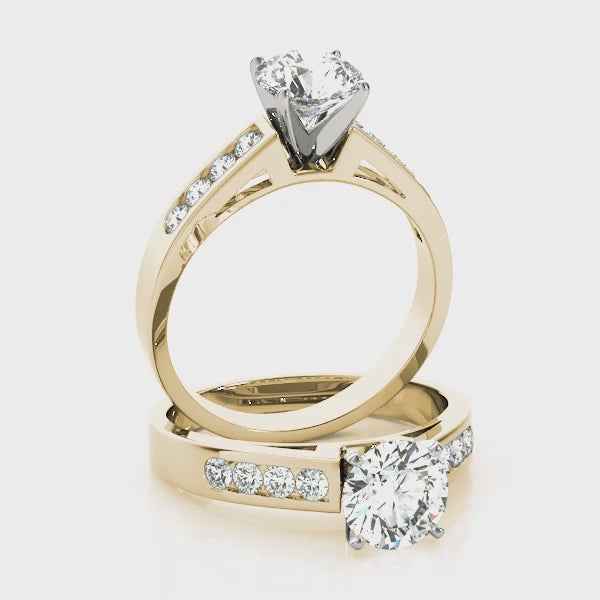Luxury Sparkle and Side Details of Yellow Gold Diamond Cathedral Ring