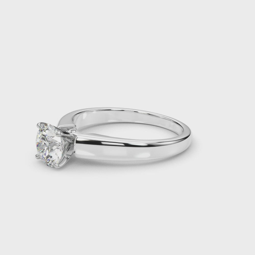 Full 360 Showcase of White Gold Round Lab Grown Diamond Solitaire Ring
