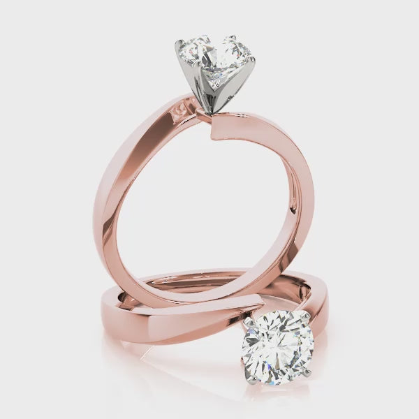 Round Brilliant Cut Diamond Tension Bypass Ring