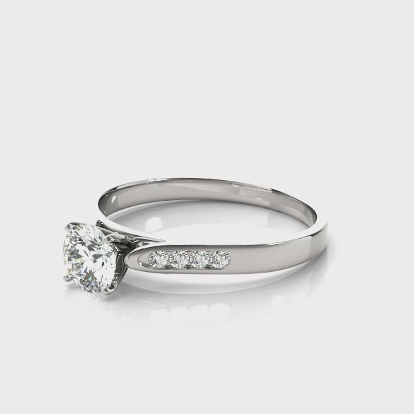 Elegant Channel-Set Cathedral Diamond Engagement Ring