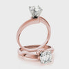 14K Rose Gold Round Bypass Diamond Solitaire Ring Set