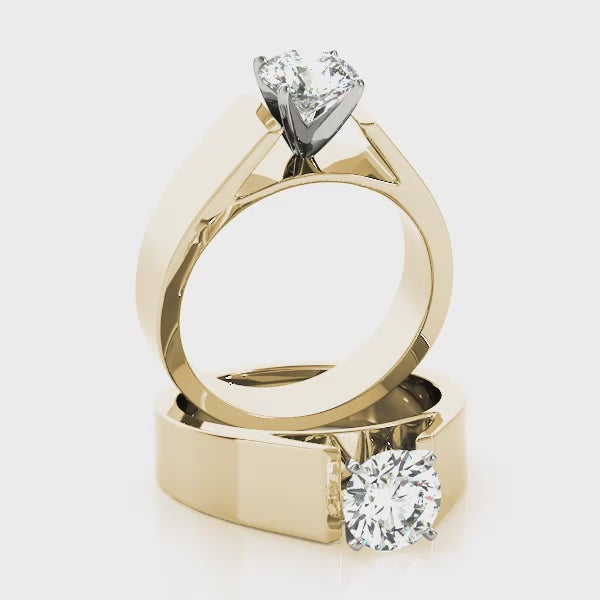 360-degree rotation video of the bold 14K gold lab grown diamond ring showing sparkle and band thickness.